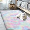 imageOLANLY Rainbow Round Rugs for Bedroom  Machine Washable 3x3 Feet Circle Area Rugs for Living Room Soft and Fluffy Shaggy Carpet for Teen Girls and Boys Nursery Rooms Dorms Home Decor AestheticRainbow