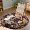 imageOLANLY Rainbow Round Rugs for Bedroom  Machine Washable 3x3 Feet Circle Area Rugs for Living Room Soft and Fluffy Shaggy Carpet for Teen Girls and Boys Nursery Rooms Dorms Home Decor AestheticCoffee Tiedye