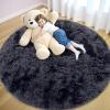 imageOLANLY Rainbow Round Rugs for Bedroom  Machine Washable 3x3 Feet Circle Area Rugs for Living Room Soft and Fluffy Shaggy Carpet for Teen Girls and Boys Nursery Rooms Dorms Home Decor AestheticDeep Grey Tiedye