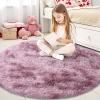 imageOLANLY Rainbow Round Rugs for Bedroom  Machine Washable 3x3 Feet Circle Area Rugs for Living Room Soft and Fluffy Shaggy Carpet for Teen Girls and Boys Nursery Rooms Dorms Home Decor AestheticDusty Pink Tiedye