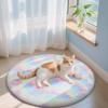 imageOLANLY Rainbow Round Rugs for Bedroom  Machine Washable 3x3 Feet Circle Area Rugs for Living Room Soft and Fluffy Shaggy Carpet for Teen Girls and Boys Nursery Rooms Dorms Home Decor AestheticRainbow