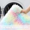 imageOLANLY Rainbow Round Rugs for Bedroom  Machine Washable 3x3 Feet Circle Area Rugs for Living Room Soft and Fluffy Shaggy Carpet for Teen Girls and Boys Nursery Rooms Dorms Home Decor AestheticRainbow