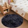 imageOLANLY Rainbow Round Rugs for Bedroom  Machine Washable 3x3 Feet Circle Area Rugs for Living Room Soft and Fluffy Shaggy Carpet for Teen Girls and Boys Nursery Rooms Dorms Home Decor AestheticDeep Grey Tiedye