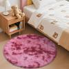imageOLANLY Rainbow Round Rugs for Bedroom  Machine Washable 3x3 Feet Circle Area Rugs for Living Room Soft and Fluffy Shaggy Carpet for Teen Girls and Boys Nursery Rooms Dorms Home Decor AestheticPink Tiedye