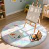 imageOLANLY Rainbow Round Rugs for Bedroom  Machine Washable 3x3 Feet Circle Area Rugs for Living Room Soft and Fluffy Shaggy Carpet for Teen Girls and Boys Nursery Rooms Dorms Home Decor AestheticRainbow