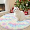 imageOLANLY Rainbow Round Rugs for Bedroom  Machine Washable 3x3 Feet Circle Area Rugs for Living Room Soft and Fluffy Shaggy Carpet for Teen Girls and Boys Nursery Rooms Dorms Home Decor AestheticRainbow