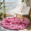 imageOLANLY Rainbow Round Rugs for Bedroom  Machine Washable 3x3 Feet Circle Area Rugs for Living Room Soft and Fluffy Shaggy Carpet for Teen Girls and Boys Nursery Rooms Dorms Home Decor AestheticPink Tiedye