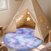 imageOLANLY Rainbow Round Rugs for Bedroom  Machine Washable 3x3 Feet Circle Area Rugs for Living Room Soft and Fluffy Shaggy Carpet for Teen Girls and Boys Nursery Rooms Dorms Home Decor AestheticPurple Rainbow