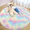 imageOLANLY Rainbow Round Rugs for Bedroom  Machine Washable 3x3 Feet Circle Area Rugs for Living Room Soft and Fluffy Shaggy Carpet for Teen Girls and Boys Nursery Rooms Dorms Home Decor AestheticRainbow