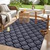 imageOLANLY Reversible Outdoor Rug 5x8 ft Clearance Waterproof Outdoor Plastic Straw Rug with Interlacing Pattern RV Mat for Patio Camping Balcony Deck Backyard Black ampamp WhiteBlack  Grey