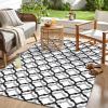 imageOLANLY Reversible Outdoor Rug 5x8 ft Clearance Waterproof Outdoor Plastic Straw Rug with Interlacing Pattern RV Mat for Patio Camping Balcony Deck Backyard Black ampamp WhiteBlack  White