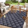 imageOLANLY Reversible Outdoor Rug 5x8 ft Clearance Waterproof Outdoor Plastic Straw Rug with Interlacing Pattern RV Mat for Patio Camping Balcony Deck Backyard Black ampamp WhiteBlack  Grey