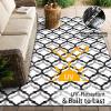 imageOLANLY Reversible Outdoor Rug 5x8 ft Clearance Waterproof Outdoor Plastic Straw Rug with Interlacing Pattern RV Mat for Patio Camping Balcony Deck Backyard Black ampamp WhiteBlack  White