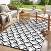 imageOLANLY Reversible Outdoor Rug 5x8 ft Clearance Waterproof Outdoor Plastic Straw Rug with Interlacing Pattern RV Mat for Patio Camping Balcony Deck Backyard Black ampamp WhiteBlack  White