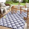 imageOLANLY Reversible Outdoor Rug 5x8 ft Clearance Waterproof Outdoor Plastic Straw Rug with Interlacing Pattern RV Mat for Patio Camping Balcony Deck Backyard Black ampamp WhiteNavy Blue  White