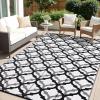 imageOLANLY Reversible Outdoor Rug 5x8 ft Clearance Waterproof Outdoor Plastic Straw Rug with Interlacing Pattern RV Mat for Patio Camping Balcony Deck Backyard Black ampamp WhiteBlack  White