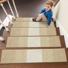 imageOLANLY Stair Treads Non Slip 15PCS 8quot x 30quot Indoor Stair Runners for Wooden Steps Edging Stair Rugs with Reusable Peel and Stick Adhesive for Kids Elders and Pets BrownBeige
