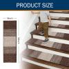 imageOLANLY Stair Treads Non Slip 15PCS 8quot x 30quot Indoor Stair Runners for Wooden Steps Edging Stair Rugs with Reusable Peel and Stick Adhesive for Kids Elders and Pets BrownBrown