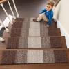 imageOLANLY Stair Treads Non Slip 15PCS 8quot x 30quot Indoor Stair Runners for Wooden Steps Edging Stair Rugs with Reusable Peel and Stick Adhesive for Kids Elders and Pets BrownBrown