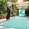 imageOLANLY Waterproof Outdoor Rug 5x8 ft Clearance Reversible Outdoor Plastic Straw Rug RV Mat Indoor Outdoor Carpet for Patio Camping Balcony Deck Backyard Black ampamp WhiteTurquoise  White