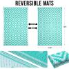 imageOLANLY Waterproof Outdoor Rug 5x8 ft Clearance Reversible Outdoor Plastic Straw Rug RV Mat Indoor Outdoor Carpet for Patio Camping Balcony Deck Backyard Black ampamp WhiteTurquoise  White