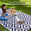 imageOLANLY Waterproof Outdoor Rug 5x8 ft Clearance Reversible Outdoor Plastic Straw Rug RV Mat Indoor Outdoor Carpet for Patio Camping Balcony Deck Backyard Black ampamp WhiteNavy Blue  White