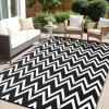 imageOLANLY Waterproof Outdoor Rug 5x8 ft Clearance Reversible Outdoor Plastic Straw Rug RV Mat Indoor Outdoor Carpet for Patio Camping Balcony Deck Backyard Black ampamp WhiteBlack  Whitev