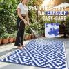 imageOLANLY Waterproof Outdoor Rug 5x8 ft Clearance Reversible Outdoor Plastic Straw Rug RV Mat Indoor Outdoor Carpet for Patio Camping Balcony Deck Backyard Black ampamp WhiteBlue  White