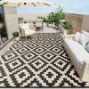 imageOLANLY Waterproof Outdoor Rug 5x8 ft Clearance Reversible Outdoor Plastic Straw Rug RV Mat Indoor Outdoor Carpet for Patio Camping Balcony Deck Backyard Black ampamp WhiteBlack  Beige