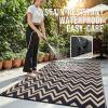imageOLANLY Waterproof Outdoor Rug 5x8 ft Clearance Reversible Outdoor Plastic Straw Rug RV Mat Indoor Outdoor Carpet for Patio Camping Balcony Deck Backyard Black ampamp WhiteBlack  Beigev