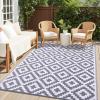 imageOLANLY Waterproof Outdoor Rug 5x8 ft Clearance Reversible Outdoor Plastic Straw Rug RV Mat Indoor Outdoor Carpet for Patio Camping Balcony Deck Backyard Black ampamp WhiteGrey  White