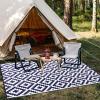 imageOLANLY Waterproof Outdoor Rug 5x8 ft Clearance Reversible Outdoor Plastic Straw Rug RV Mat Indoor Outdoor Carpet for Patio Camping Balcony Deck Backyard Black ampamp WhiteNavy Blue  White
