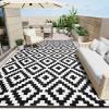 imageOLANLY Waterproof Outdoor Rug 5x8 ft Clearance Reversible Outdoor Plastic Straw Rug RV Mat Indoor Outdoor Carpet for Patio Camping Balcony Deck Backyard Black ampamp WhiteBlack  White