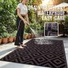 imageOLANLY Waterproof Outdoor Rug 5x8 ft Clearance Reversible Outdoor Plastic Straw Rug RV Mat Indoor Outdoor Carpet for Patio Camping Balcony Deck Backyard Black ampamp WhiteBlack  Brown