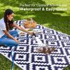 imageOLANLY Waterproof Outdoor Rug 5x8 ft Clearance Reversible Outdoor Plastic Straw Rug RV Mat Indoor Outdoor Carpet for Patio Camping Balcony Deck Backyard Black ampamp WhiteNavy Blue  White