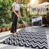 imageOLANLY Waterproof Outdoor Rug 5x8 ft Clearance Reversible Outdoor Plastic Straw Rug RV Mat Indoor Outdoor Carpet for Patio Camping Balcony Deck Backyard Black ampamp WhiteBlack  Whitev