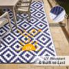 imageOLANLY Waterproof Outdoor Rug 5x8 ft Clearance Reversible Outdoor Plastic Straw Rug RV Mat Indoor Outdoor Carpet for Patio Camping Balcony Deck Backyard Black ampamp WhiteNavy Blue  White