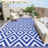 imageOLANLY Waterproof Outdoor Rug 5x8 ft Clearance Reversible Outdoor Plastic Straw Rug RV Mat Indoor Outdoor Carpet for Patio Camping Balcony Deck Backyard Black ampamp WhiteBlue  White