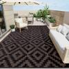 imageOLANLY Waterproof Outdoor Rug 5x8 ft Clearance Reversible Outdoor Plastic Straw Rug RV Mat Indoor Outdoor Carpet for Patio Camping Balcony Deck Backyard Black ampamp WhiteBlack  Brown