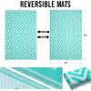 imageOLANLY Waterproof Outdoor Rug 5x8 ft Clearance Reversible Outdoor Plastic Straw Rug RV Mat Indoor Outdoor Carpet for Patio Camping Balcony Deck Backyard Black ampamp WhiteTurquoise  White