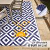 imageOLANLY Waterproof Outdoor Rug 5x8 ft Clearance Reversible Outdoor Plastic Straw Rug RV Mat Indoor Outdoor Carpet for Patio Camping Balcony Deck Backyard Black ampamp WhiteNavy Blue  White