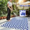 imageOLANLY Waterproof Outdoor Rug 5x8 ft Clearance Reversible Outdoor Plastic Straw Rug RV Mat Indoor Outdoor Carpet for Patio Camping Balcony Deck Backyard Black ampamp WhiteBlue  White