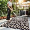 imageOLANLY Waterproof Outdoor Rug 5x8 ft Clearance Reversible Outdoor Plastic Straw Rug RV Mat Indoor Outdoor Carpet for Patio Camping Balcony Deck Backyard Black ampamp WhiteBlack  Beigev
