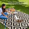 imageOLANLY Waterproof Outdoor Rug 5x8 ft Clearance Reversible Outdoor Plastic Straw Rug RV Mat Indoor Outdoor Carpet for Patio Camping Balcony Deck Backyard Black ampamp WhiteBlack  Beige