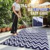 imageOLANLY Waterproof Outdoor Rug 5x8 ft Clearance Reversible Outdoor Plastic Straw Rug RV Mat Indoor Outdoor Carpet for Patio Camping Balcony Deck Backyard Black ampamp WhiteNavy Blue  Whitev