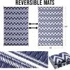 imageOLANLY Waterproof Outdoor Rug 5x8 ft Clearance Reversible Outdoor Plastic Straw Rug RV Mat Indoor Outdoor Carpet for Patio Camping Balcony Deck Backyard Black ampamp WhiteNavy Blue  Whitev