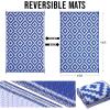 imageOLANLY Waterproof Outdoor Rug 5x8 ft Clearance Reversible Outdoor Plastic Straw Rug RV Mat Indoor Outdoor Carpet for Patio Camping Balcony Deck Backyard Black ampamp WhiteBlue  White