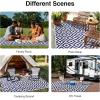 imageOLANLY Waterproof Outdoor Rug 5x8 ft Clearance Reversible Outdoor Plastic Straw Rug RV Mat Indoor Outdoor Carpet for Patio Camping Balcony Deck Backyard Black ampamp WhiteNavy Blue  White