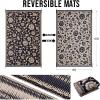 imageOLANLY Waterproof Outdoor Rug 5x8 ft Outdoor Plastic Straw Rug with Flower Pattern Reversible RV Mat for Patio Camping Balcony Deck Backyard Navy ampamp WhiteBlack  Beige