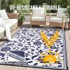 imageOLANLY Waterproof Outdoor Rug 5x8 ft Outdoor Plastic Straw Rug with Flower Pattern Reversible RV Mat for Patio Camping Balcony Deck Backyard Navy ampamp WhiteNavy Blue  White